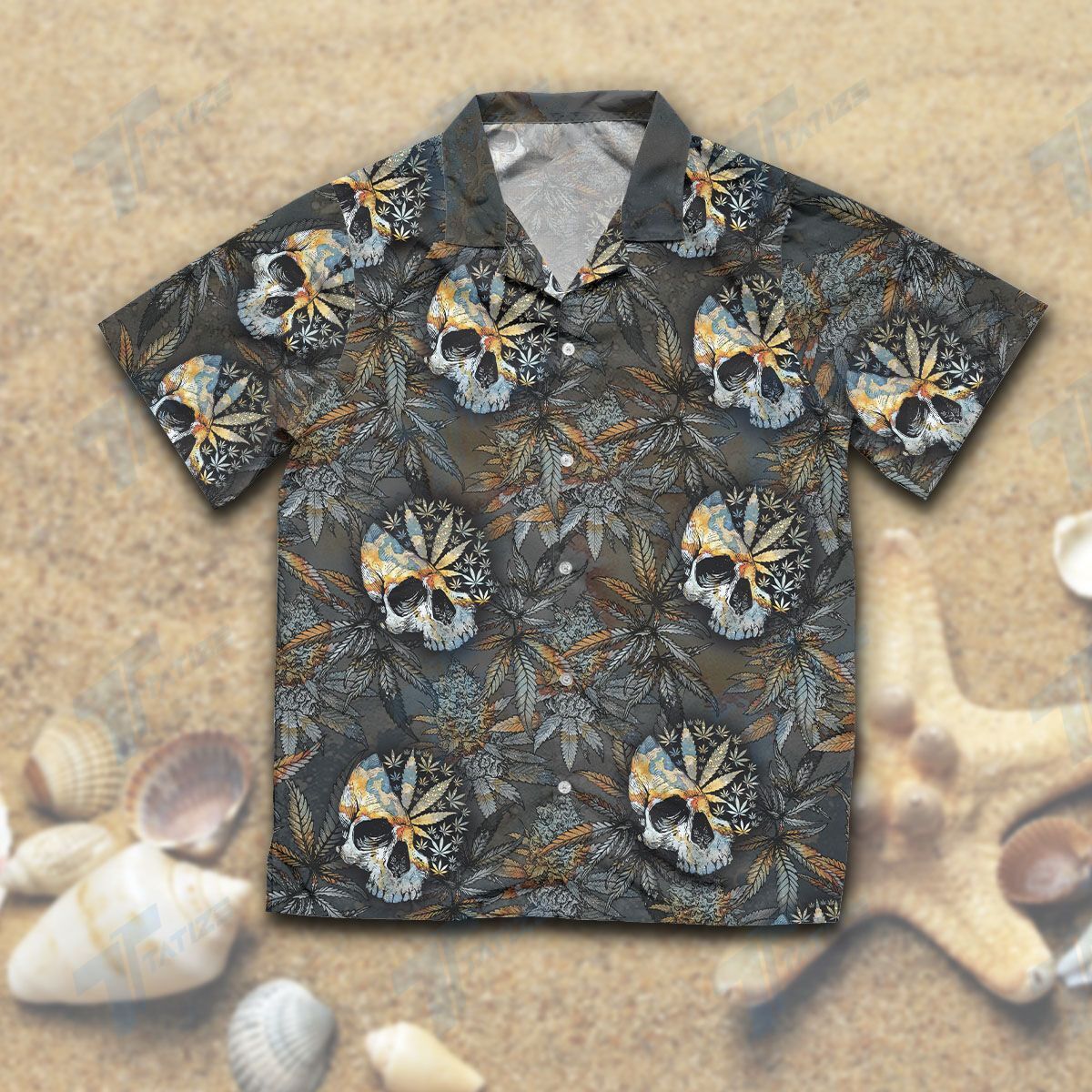 Weed Skull And Weed Leaf All Over Printed Hawaiian Shirt