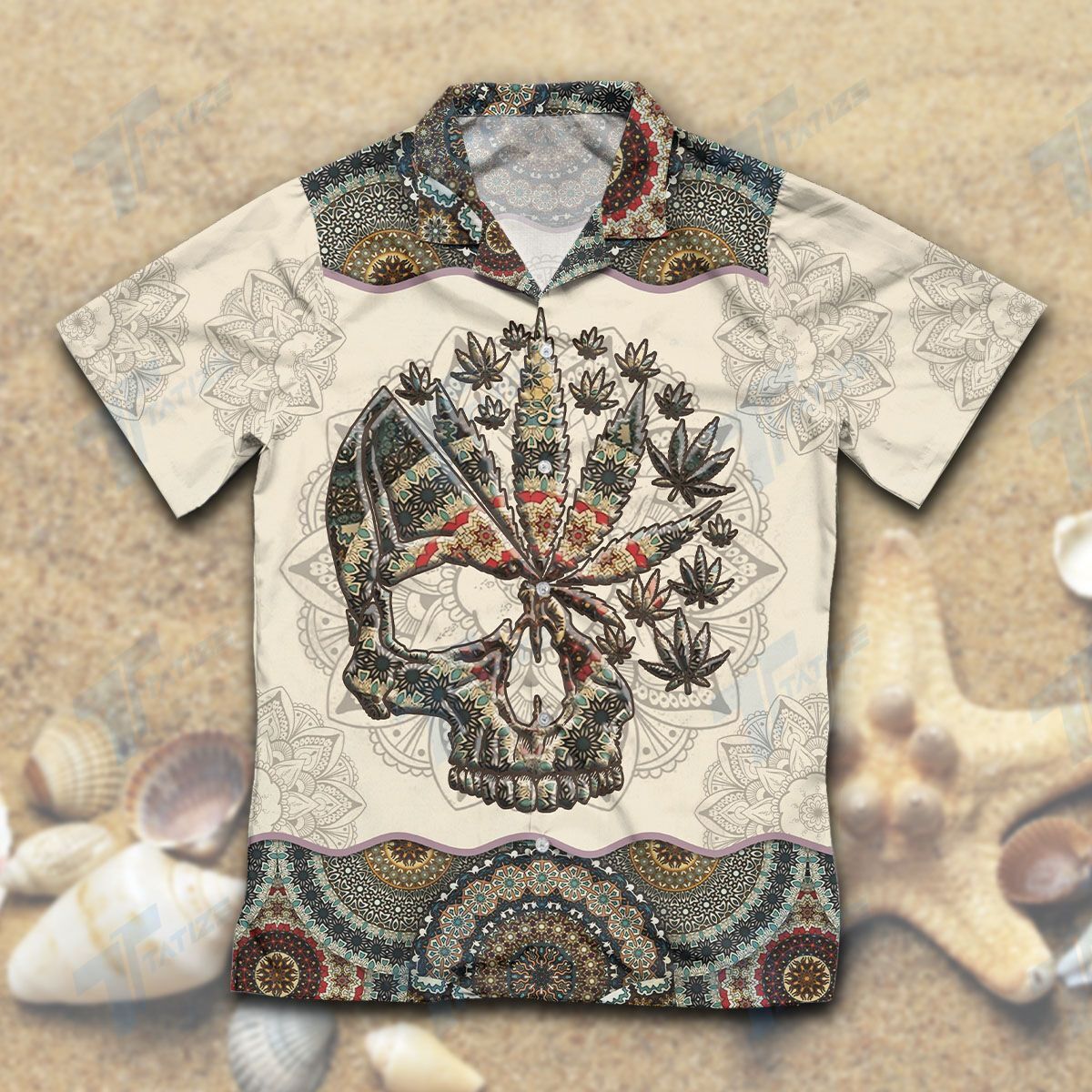 Weed Skull Mandala Pattern Hawaiian Shirt-1