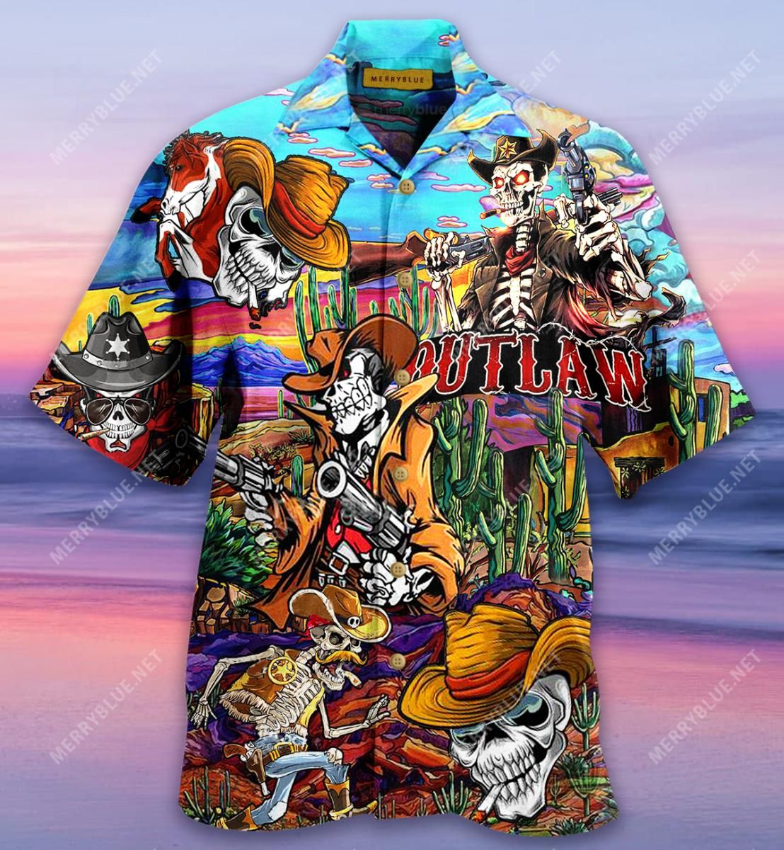 When Life Gets Tough Cowboy Up Skull Aloha Hawaiian Shirt