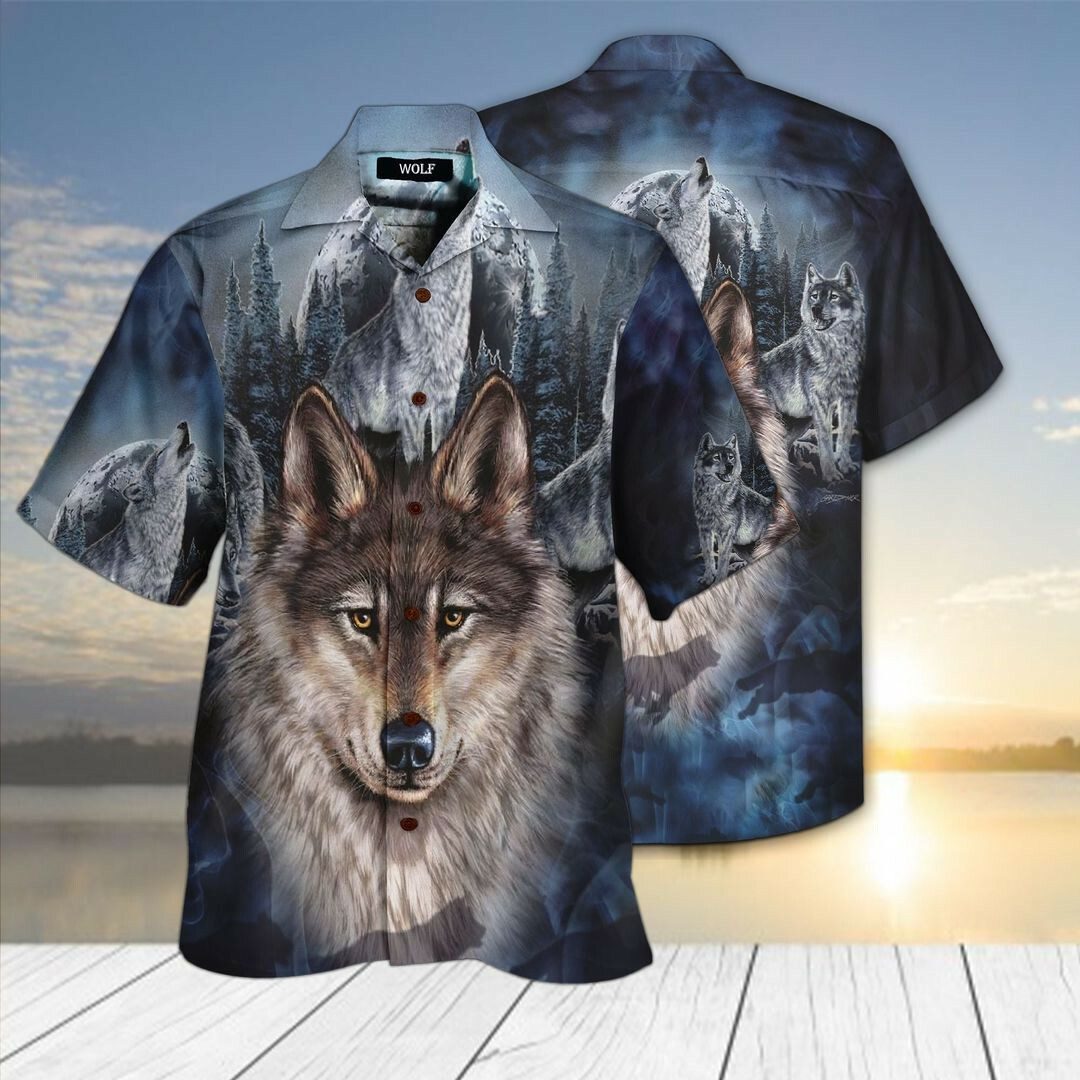 Wolf Moon 3d All Over Printed Hawaiian Shirt