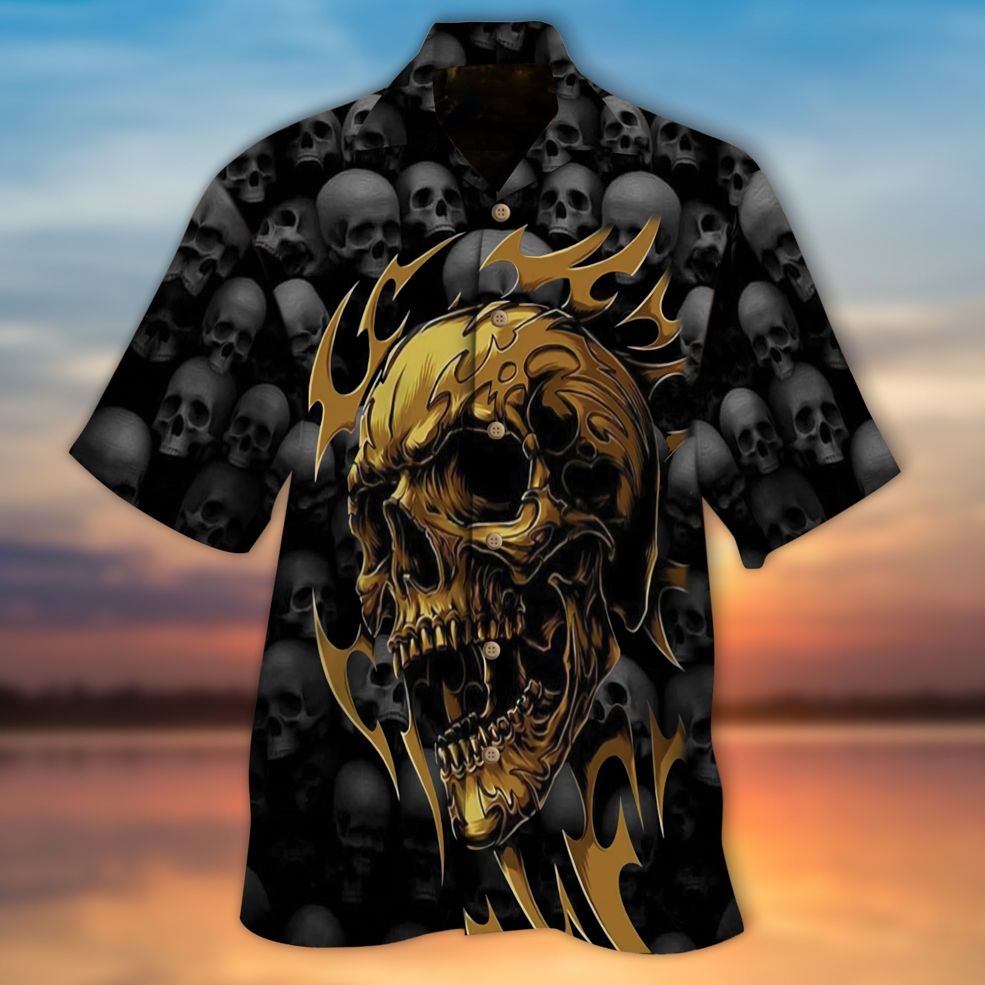 Yellow Skull Hawaiian Shirt