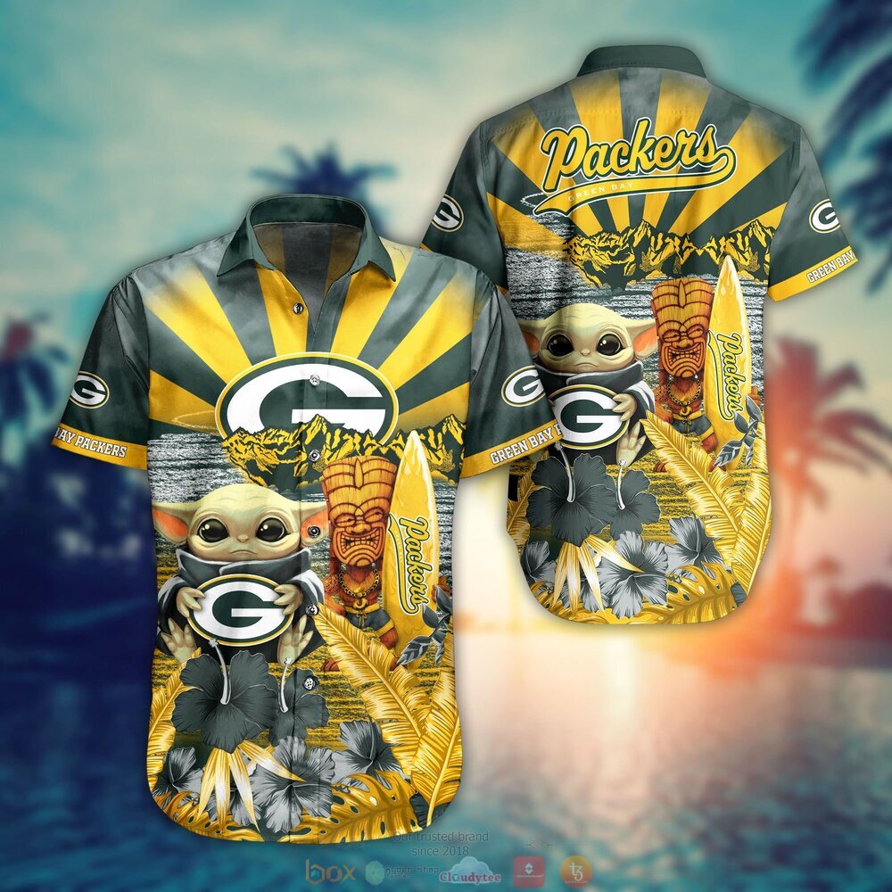 Yoda Green Bay Packers Nfl Hawaiian Full 3d Shirt-1