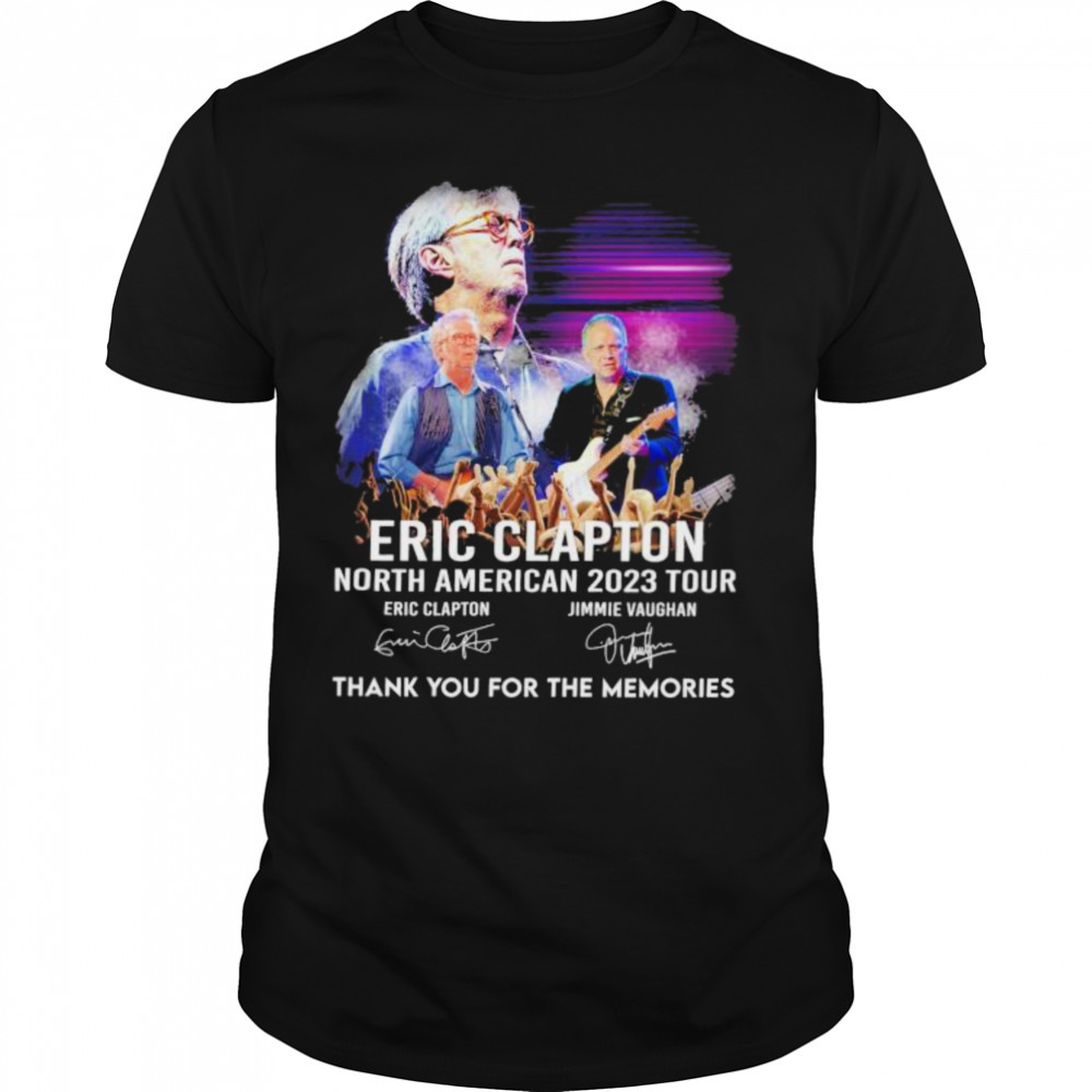 Eric Clapton North American 2023 tour thank you for the memories signatures shirt