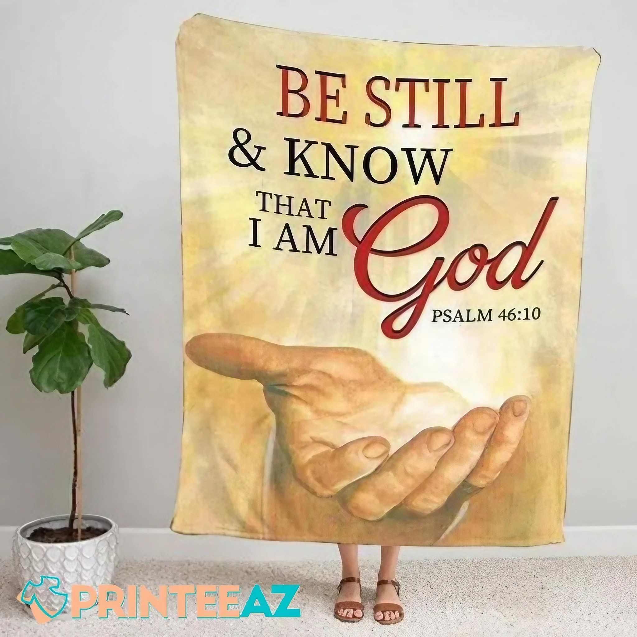 Be Still And Know That I Am God Fleece Throw Quilt Blanket With God_s Hand - PrinteeAZ