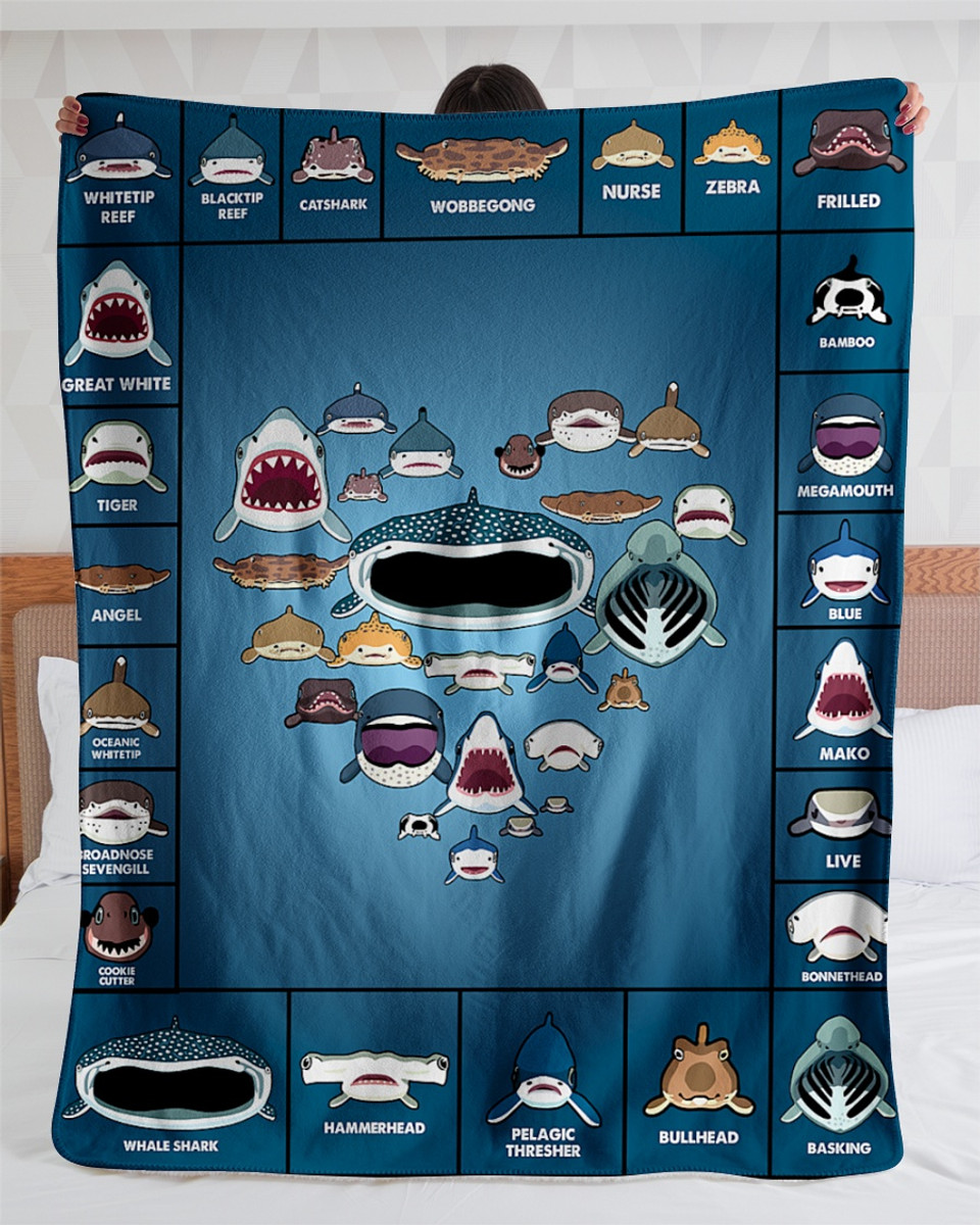 Blanket Fish Name Ocean For Kids Cozy Premium Fleece Sherpa Woven Blanket