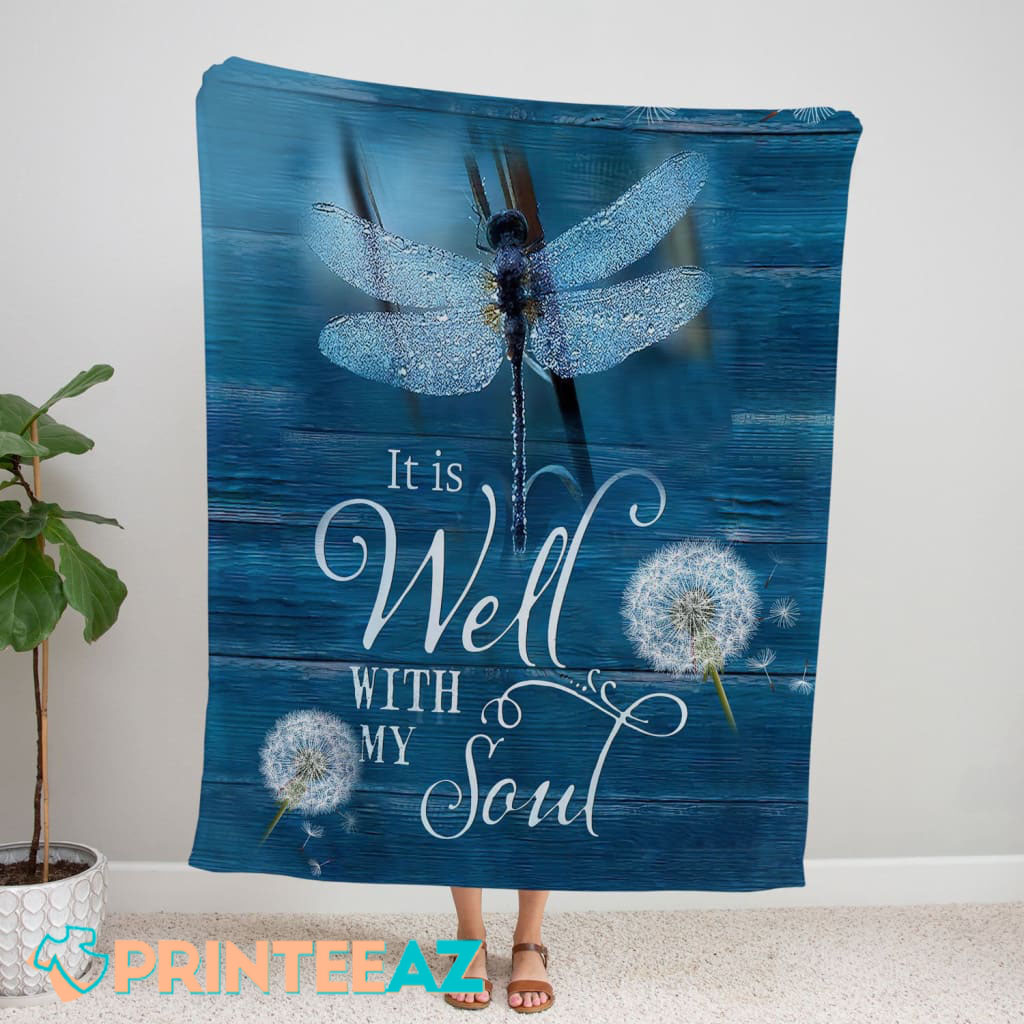 Dandelion And Butterfly Fleece Throw Quilt Blanket It Is Well With My Soul - PrinteeAZ