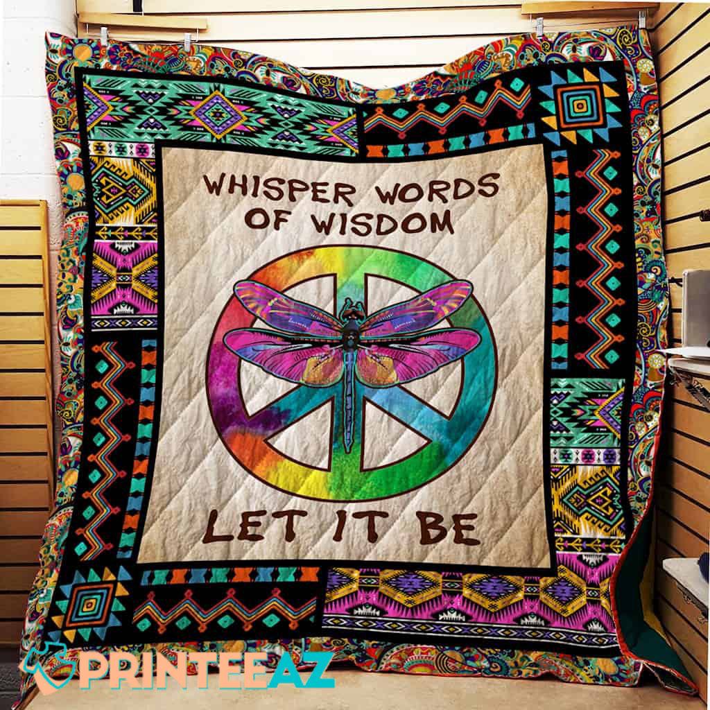 Dragonfly Let It Be Autism Awareness Fleece Throw Quilt Blanket - PrinteeAZ