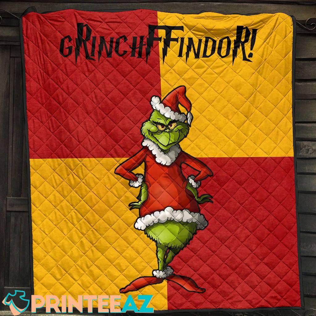 Grinch Blanket Grinchffindor Hogwarts Red Yellow For Bed Sofa Gifts - PrinteeAZ