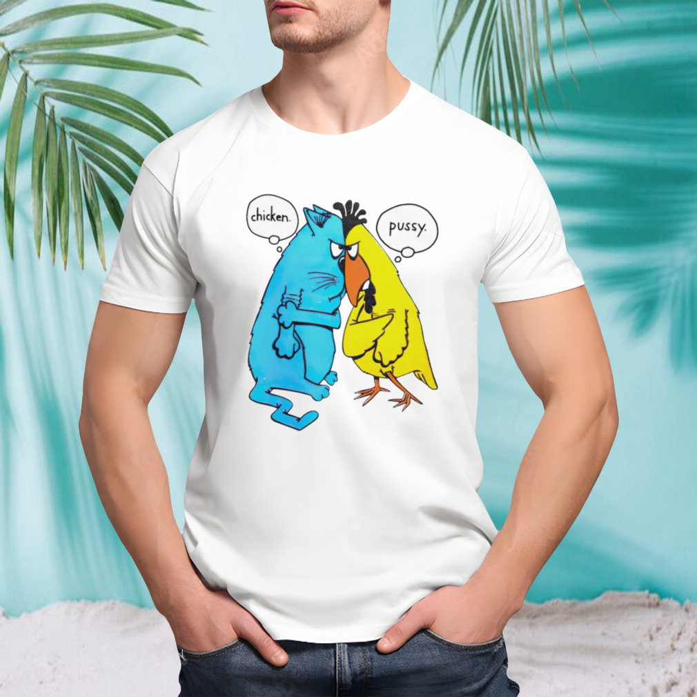 Nick Sturniolo wearing cartoon chicken pussy single stitch shirt