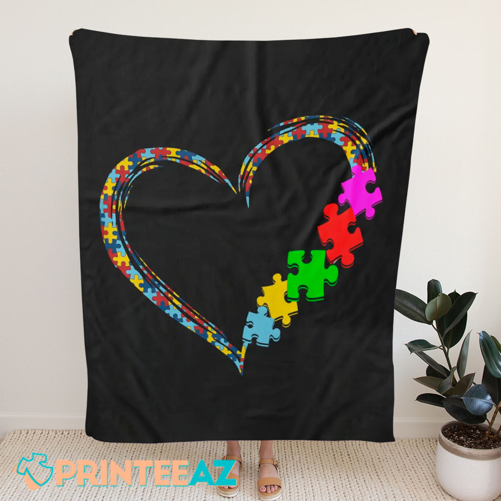 heart puzzle piece autism quilt blanket - PrinteeAZ