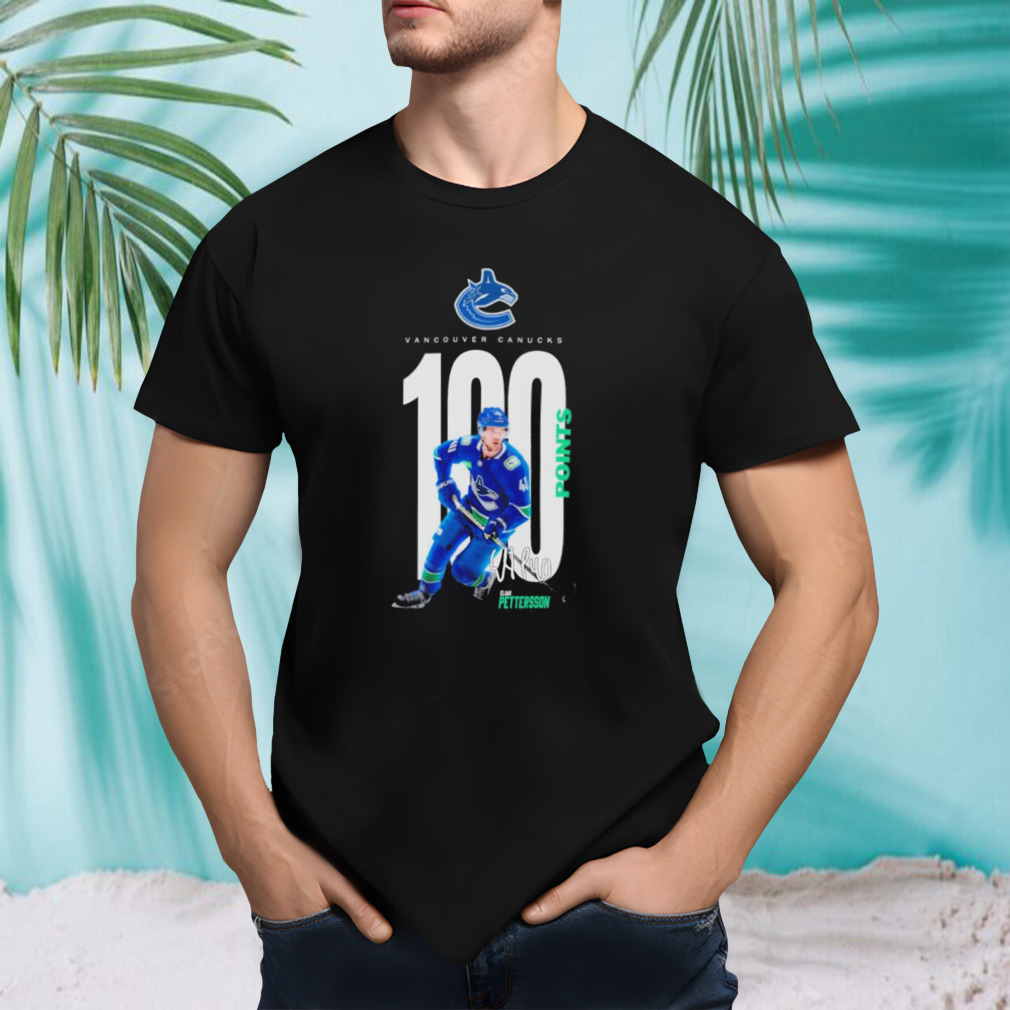 Elias Pettersson Vancouver Canucks 100 Points season signature shirtc