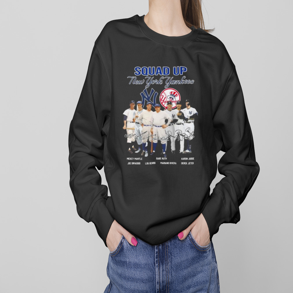 Squad up new york yankees mickey mantle babe ruth aaron judge signatures shirt 4 Sweaters