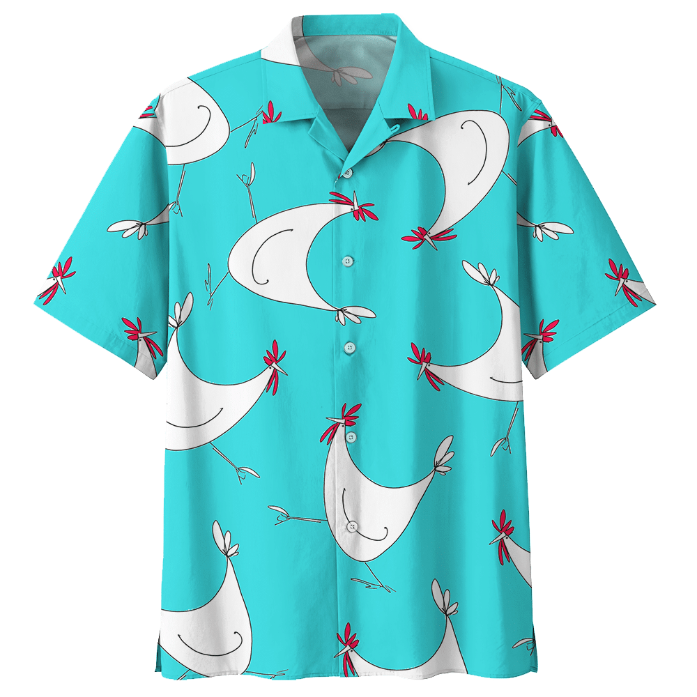 Chicken Blue Awesome Design Unisex Hawaiian Shirt