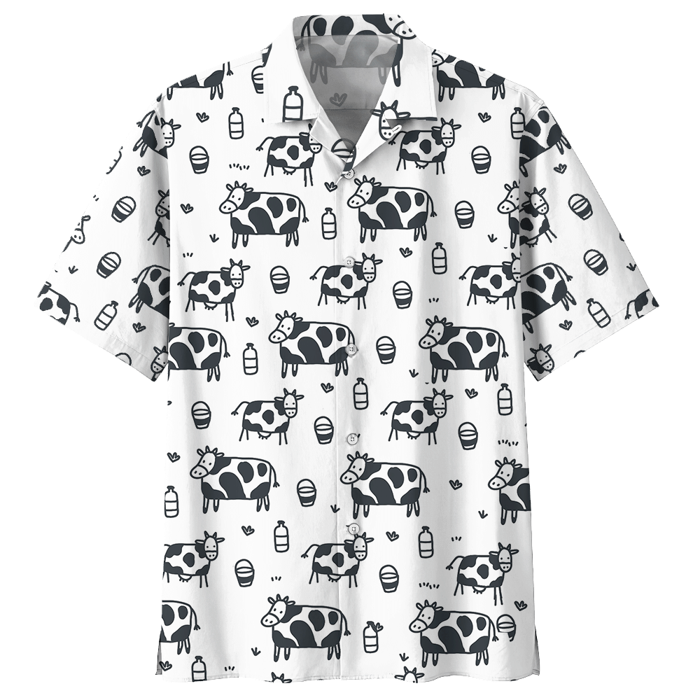 Cow White High Quality Unisex Hawaiian Shirts