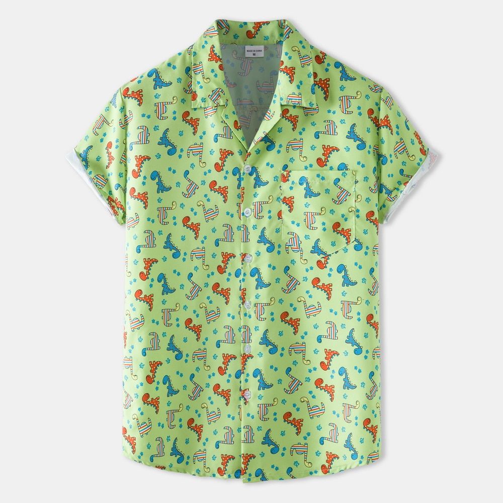 Cute Dinosaur Green High Quality Unisex Hawaiian Shirt