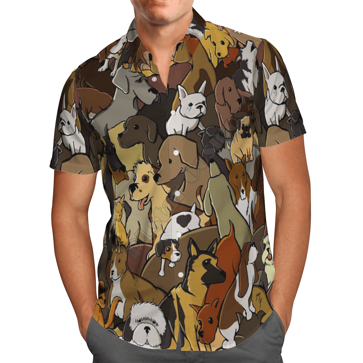 Funny Bulldog Colorful Amazing Design Unisex Hawaiian Shirt