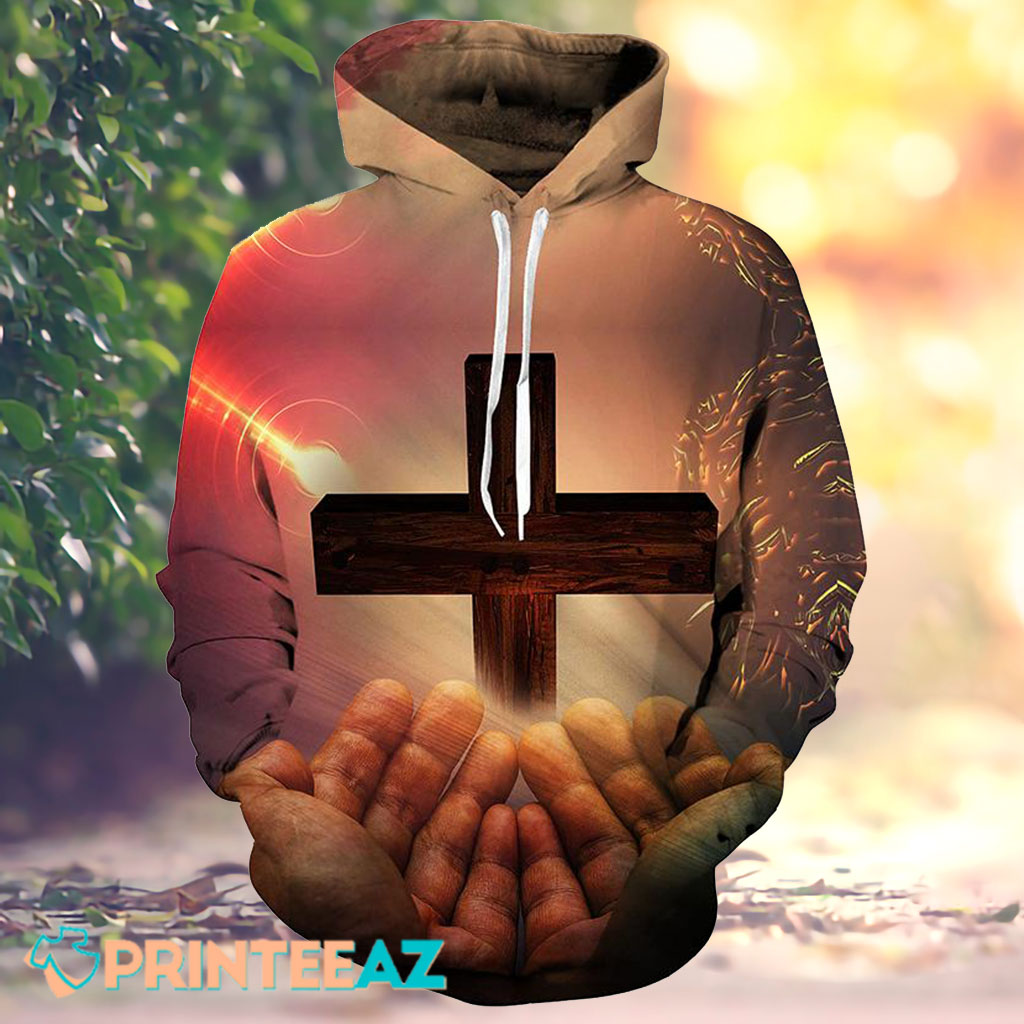 God_s Hand With Wooden Cross 3d Hoodie