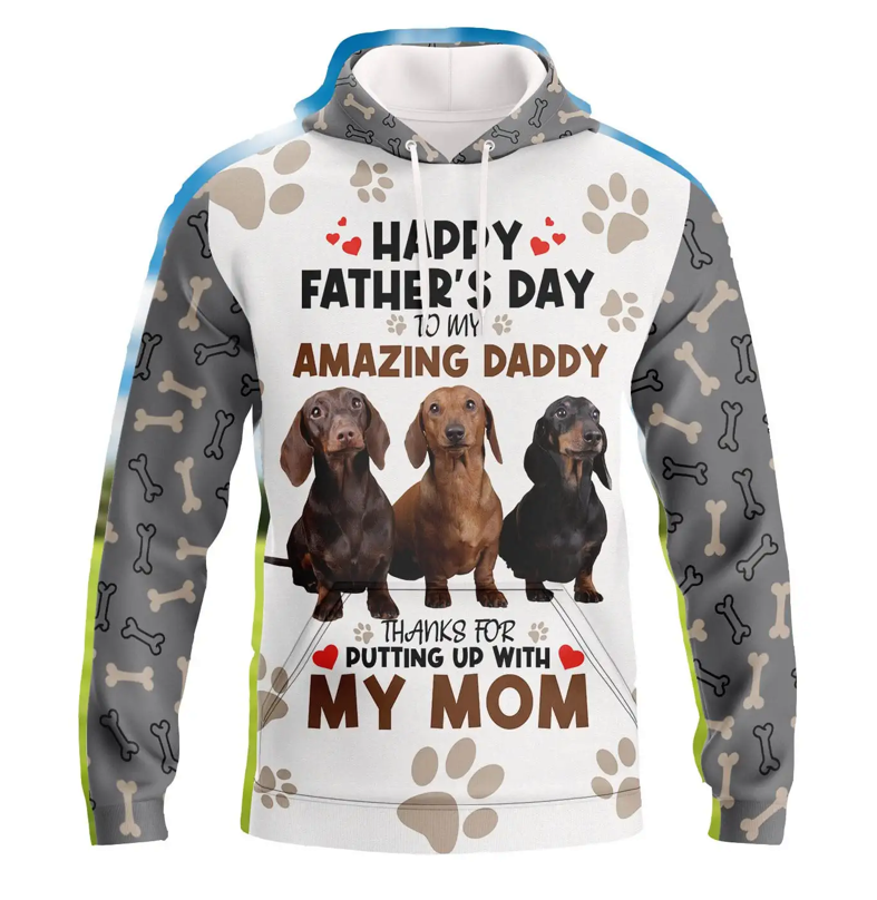 Happy Father_s Day To My Daddy Unisex Hoodie, 3D Sweater Hoodie, All Over Hoodie, Gift For Dog Dad, Hoodie For Dachshund Lover,, 3D Sweatshirt, Perfects 3D Hoodie, Zip Hoodie