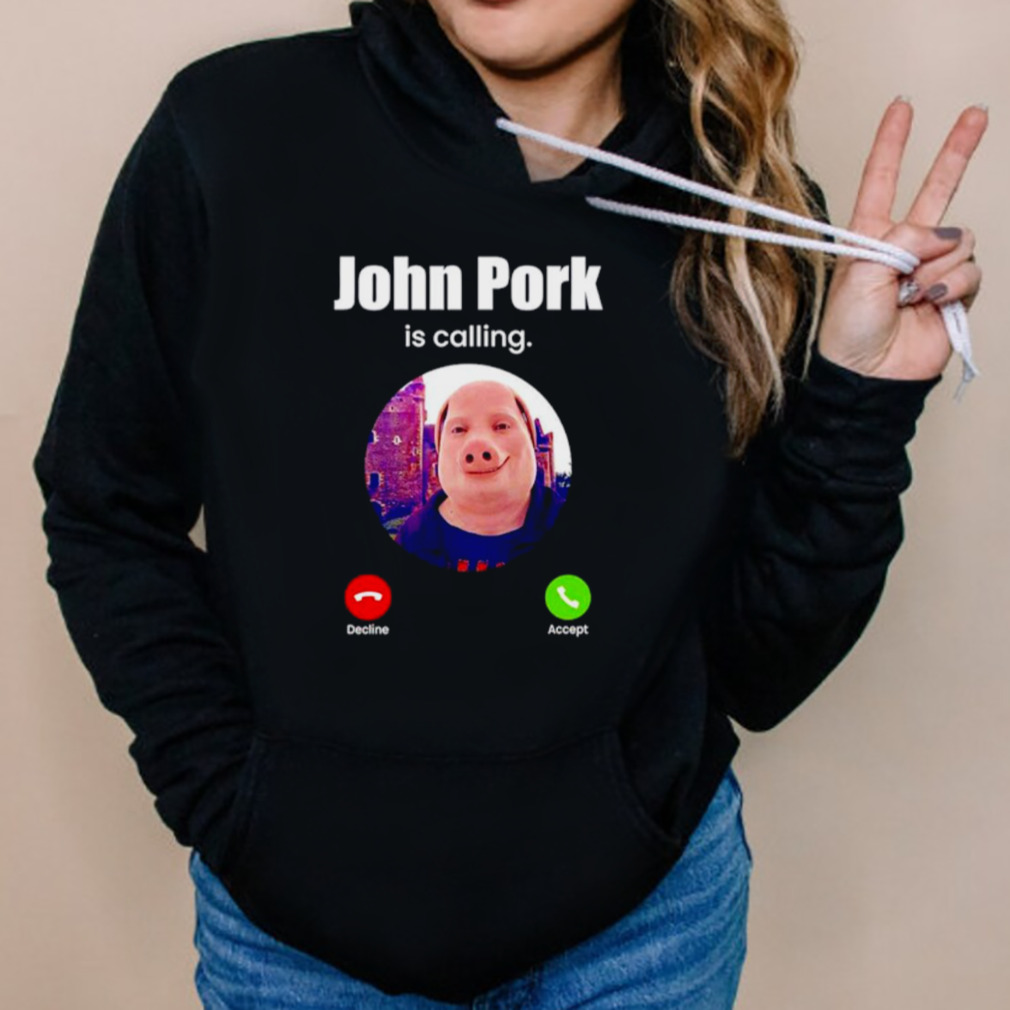 Mens John Pork Is Calling Meme Answer Call Phone Men's Back Print T-shirt
