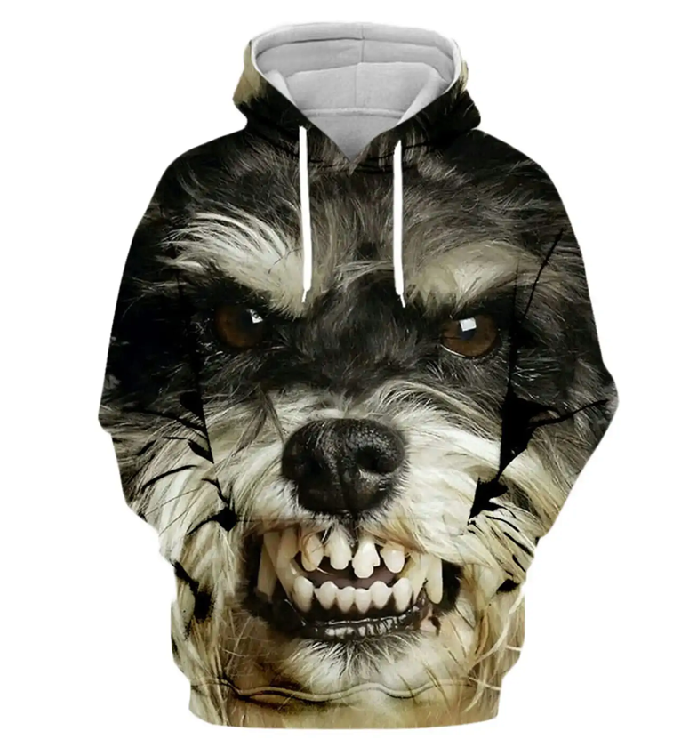 Unisex Large size Hoodies Dog 3D Pattern Print Hooded Pullover Sweatshirt loose couple outfit Pullover Hoodies