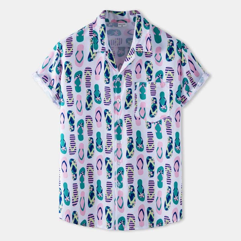 Beach Slippers Blue Unique Design Unisex Hawaiian Shirt