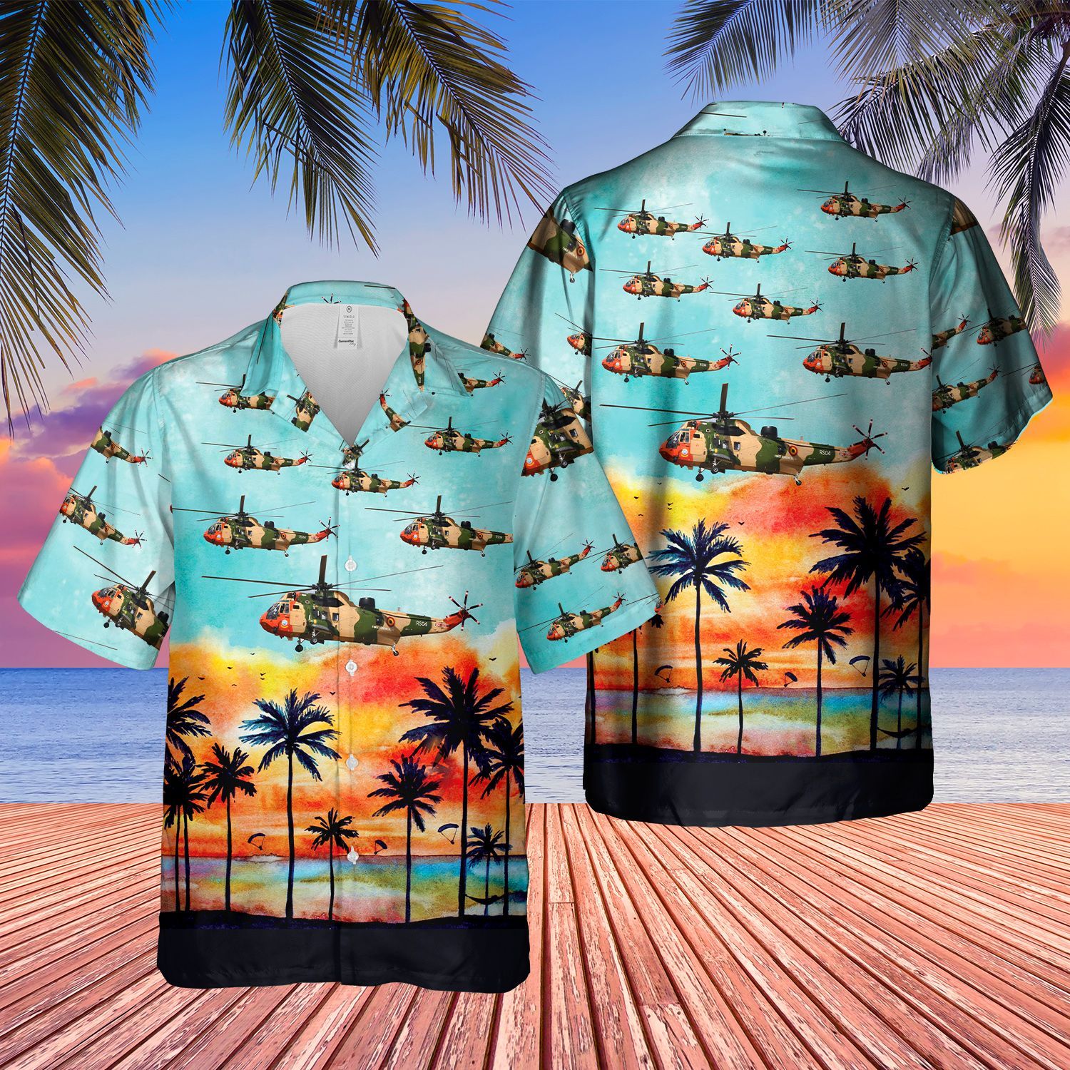 Belgian Air Force Westland Sea King Blue Unique Design Unisex Hawaiian Shirt