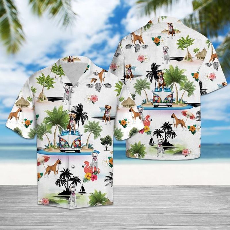 Boxer Vacation White High Quality Unisex Hawaiian Shirt
