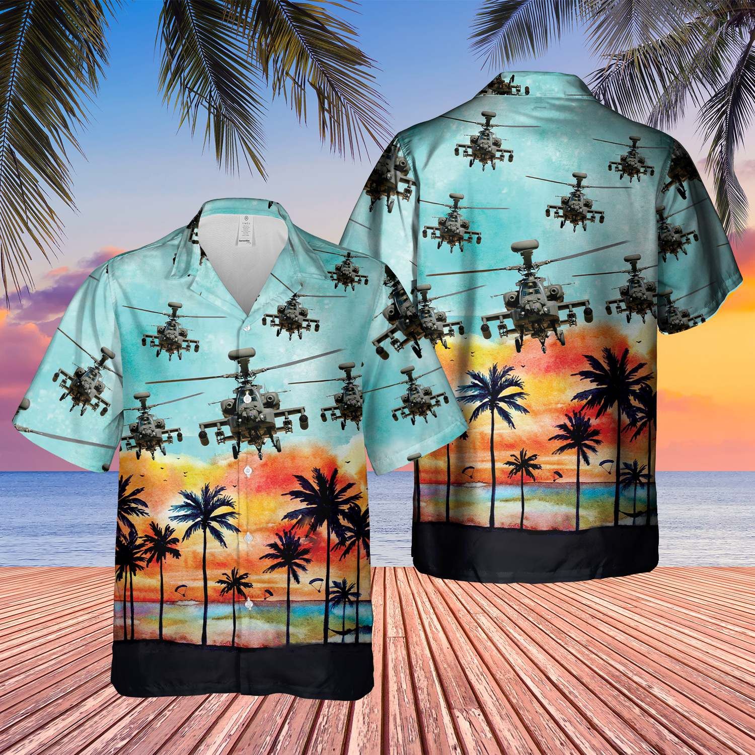 British Army Apache Attack Helicopter Unisex Hawaiian Shirt