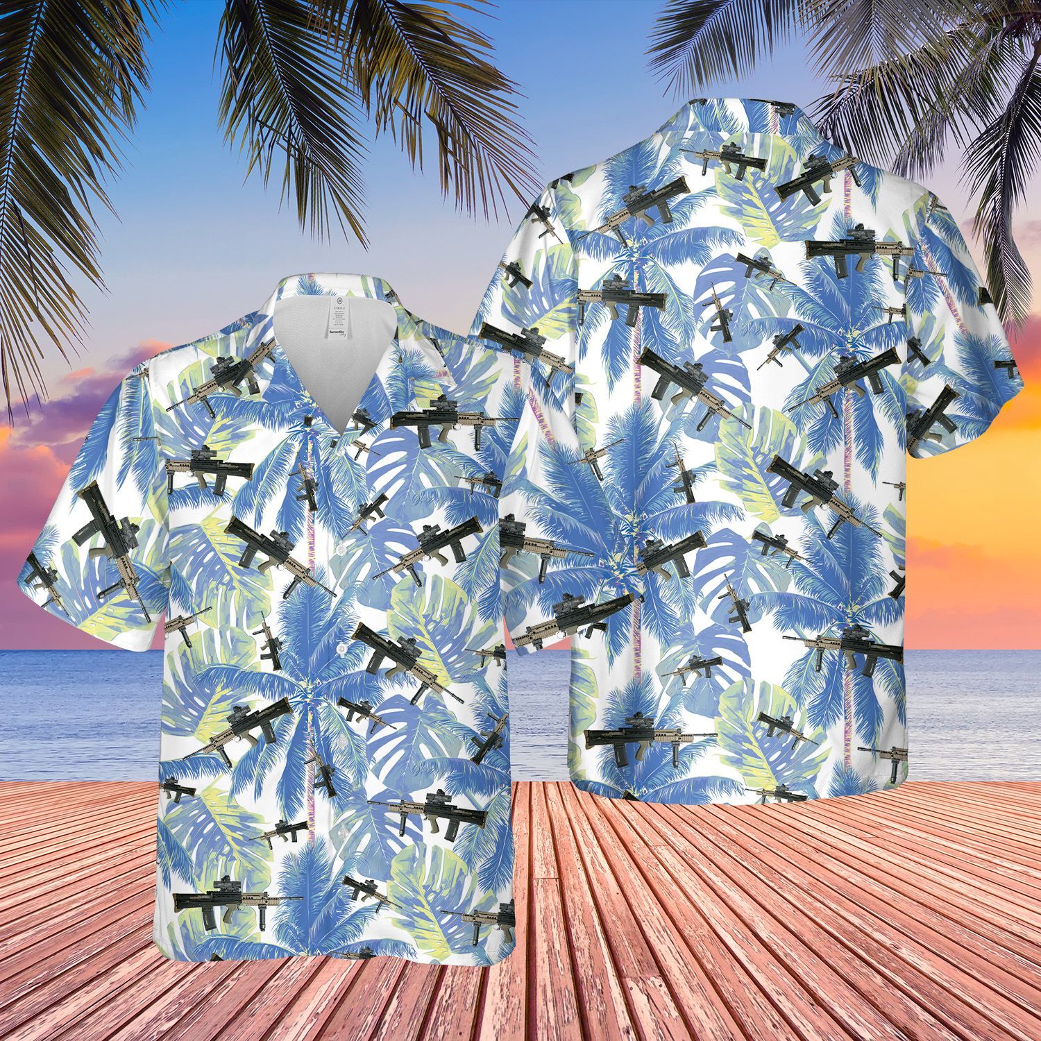 British Army Assault Rifle Blue High Quality Unisex Hawaiian Shirt