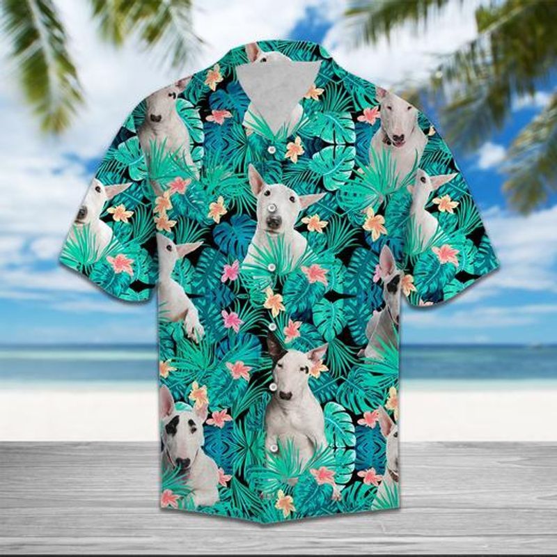 Bull Terrier Blue Amazing Design Unisex Hawaiian Shirt
