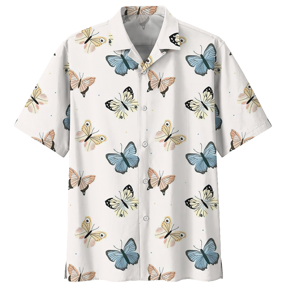 Butterfly White Awesome Design Unisex Hawaiian Shirts