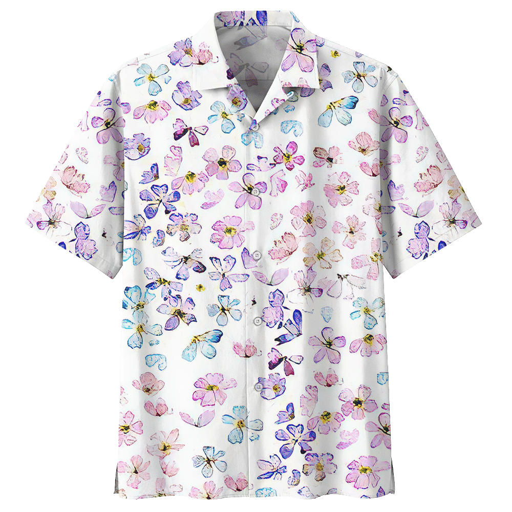 Butterfly White Nice Design Unisex Hawaiian Shirts