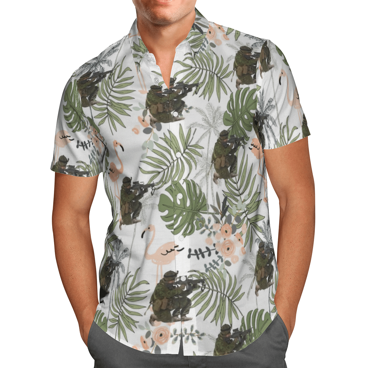 Canadian Army White Awesome Design Unisex Hawaiian Shirt
