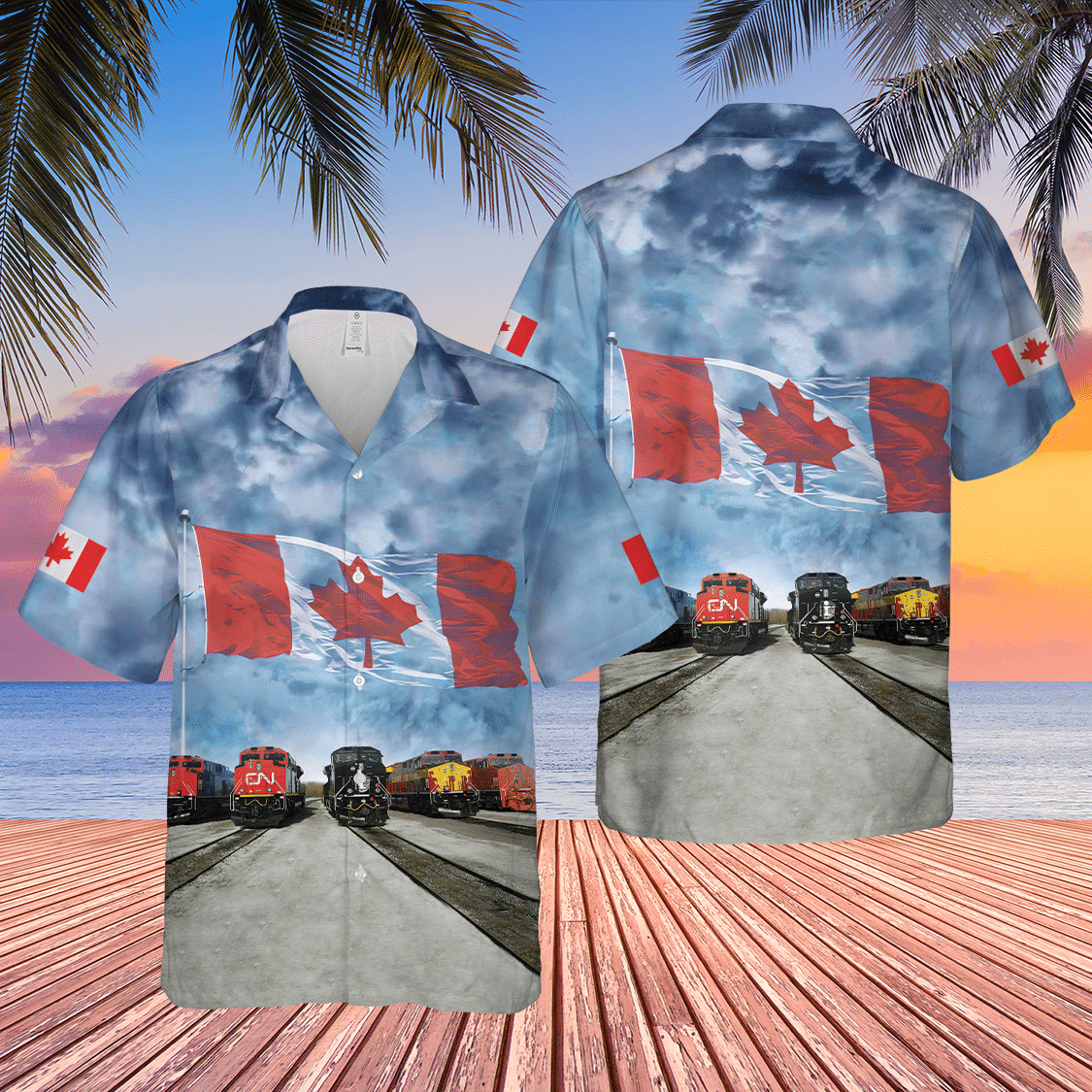 Canadian Train Driver Locomotive 1 Short Sleeve Blue Unique Design Unisex Hawaiian Shirt