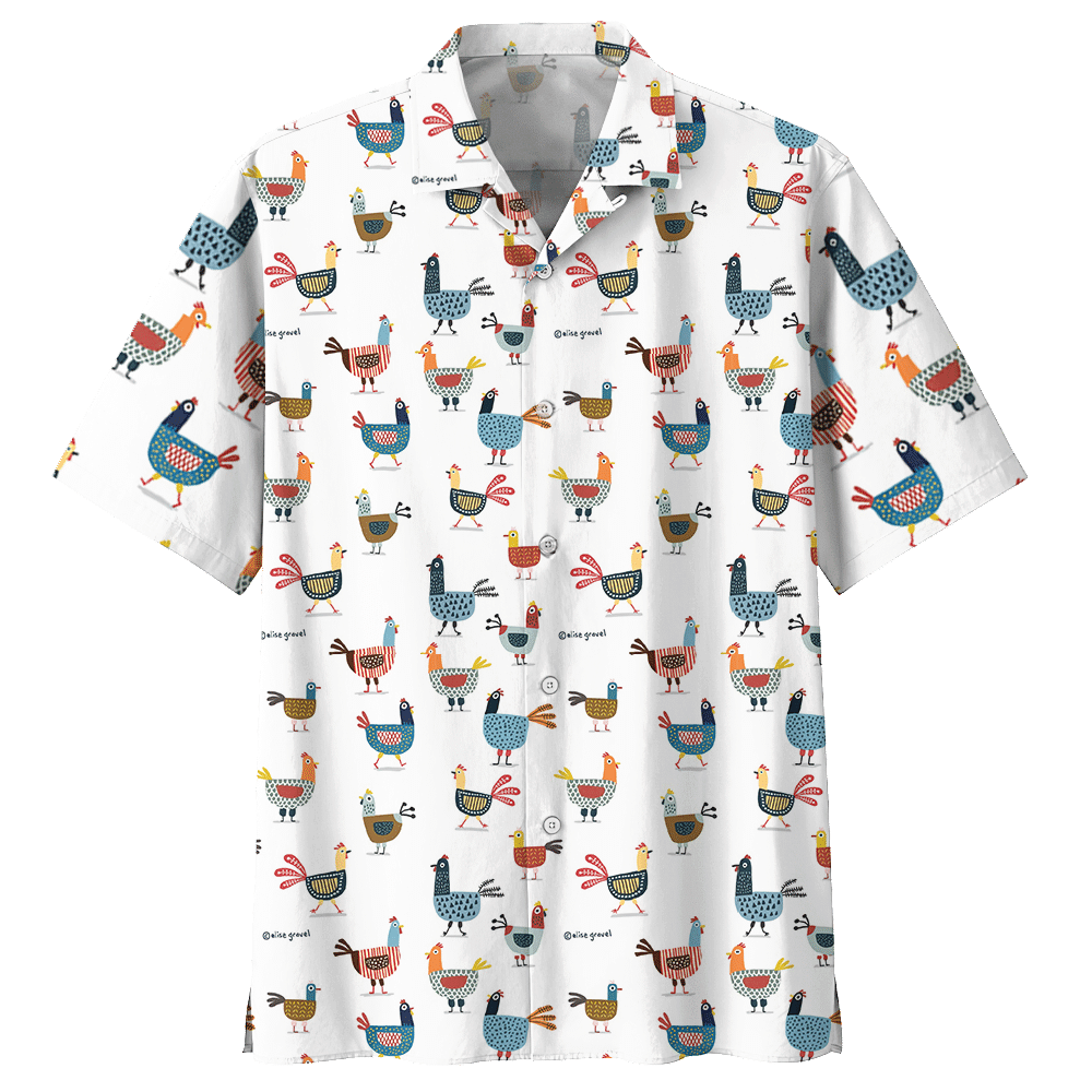 Chicken White Unique Design Unisex Hawaiian Shirt