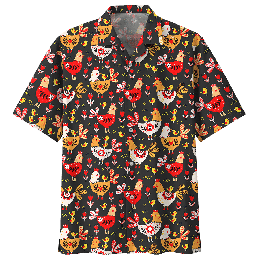 Chicken Black Amazing Design Unisex Hawaiian Shirt