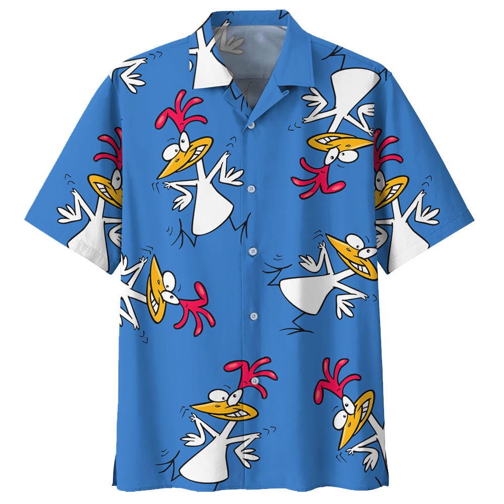 Chicken Blue High Quality Unisex Hawaiian Shirt