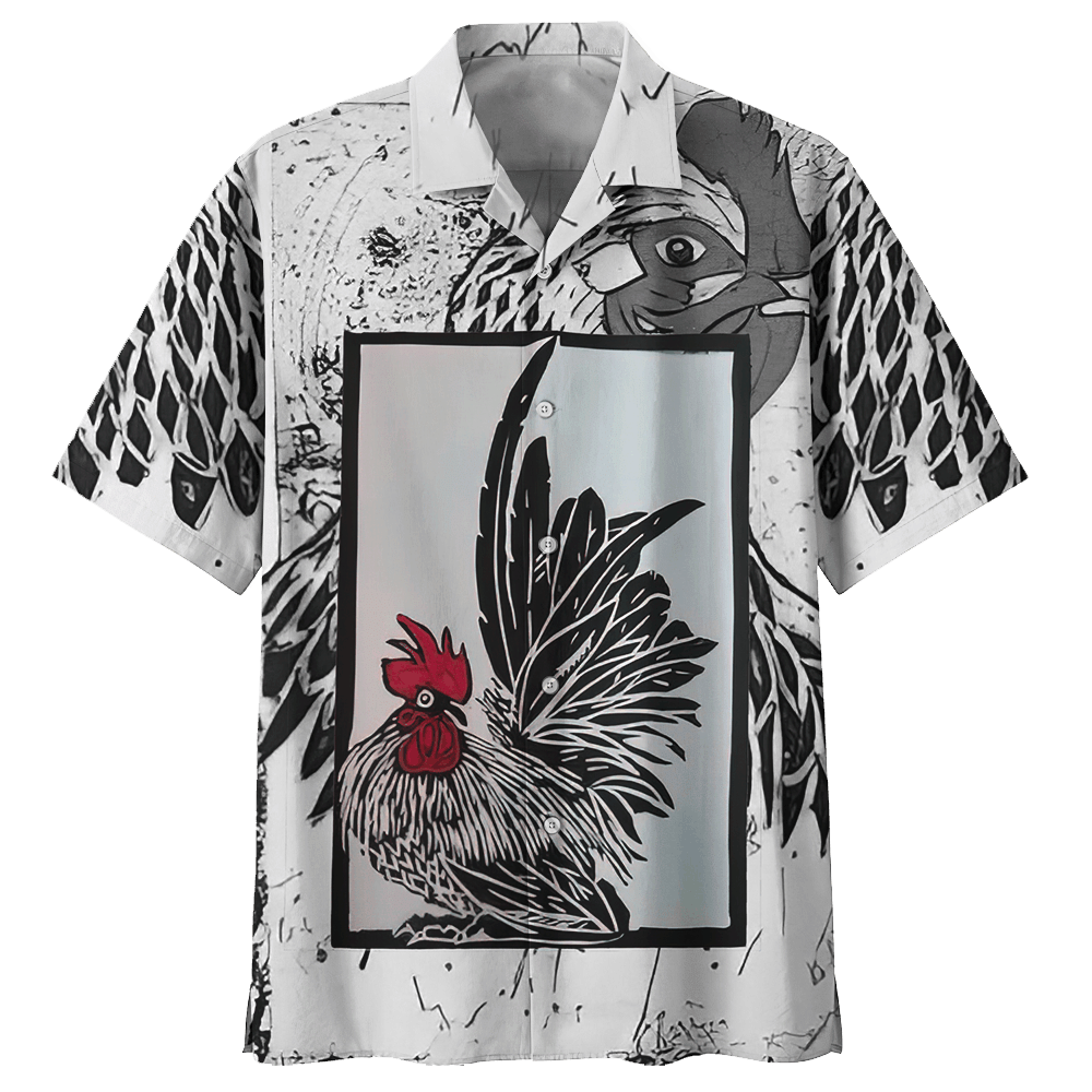 Chicken Gray Awesome Design Unisex Hawaiian Shirt