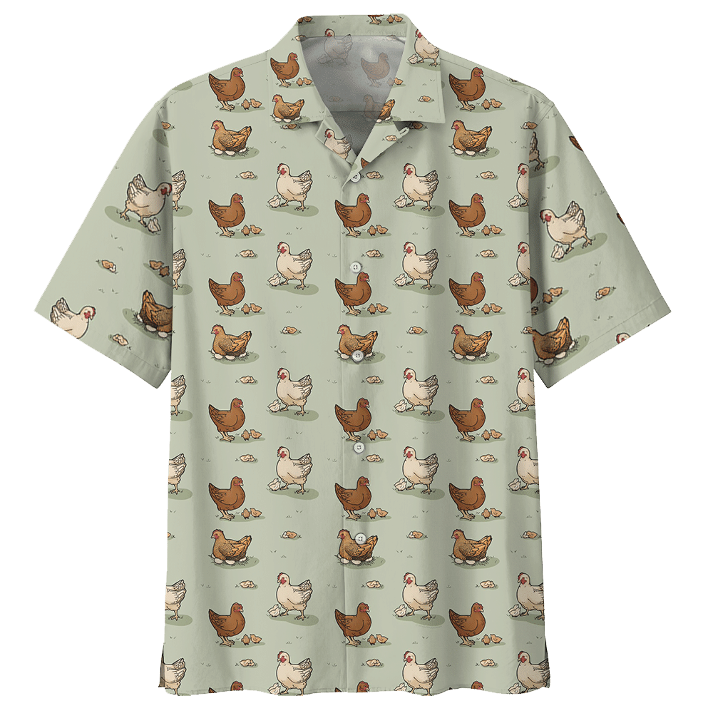 Chicken Gray Nice Design Unisex Hawaiian Shirt
