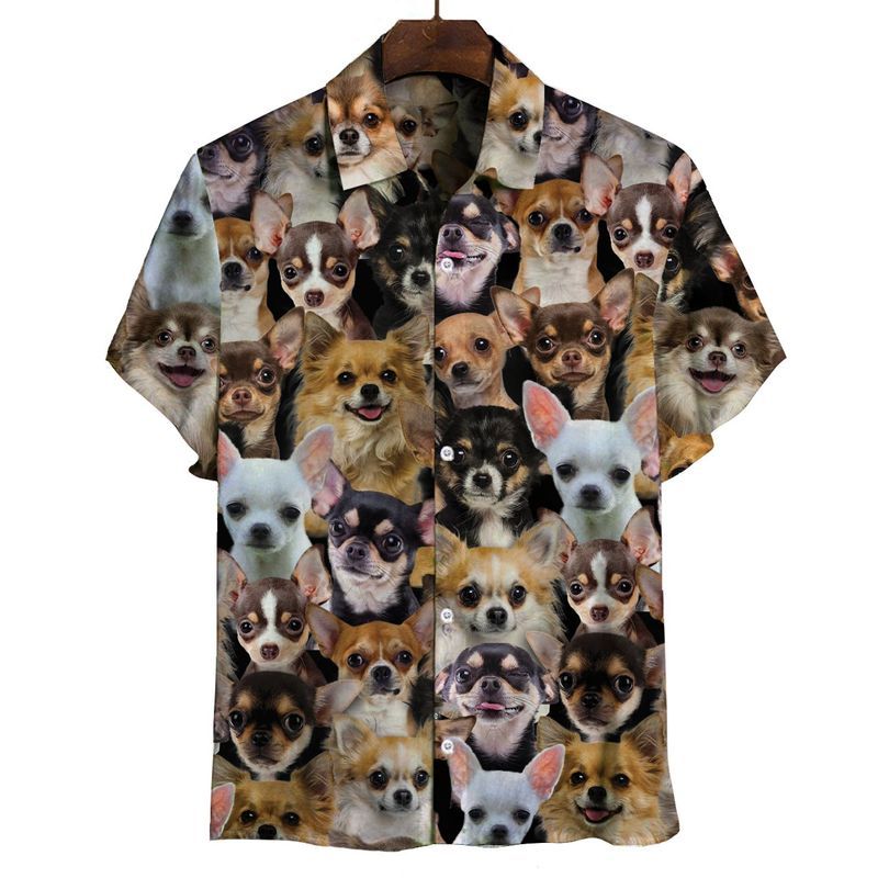 Chihuahua Great Black Awesome Design Unisex Hawaiian Shirt