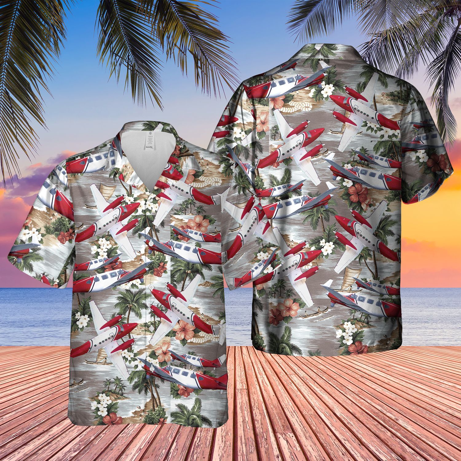 Coastguard Beechcraft King White Nice Design Unisex Hawaiian Shirt