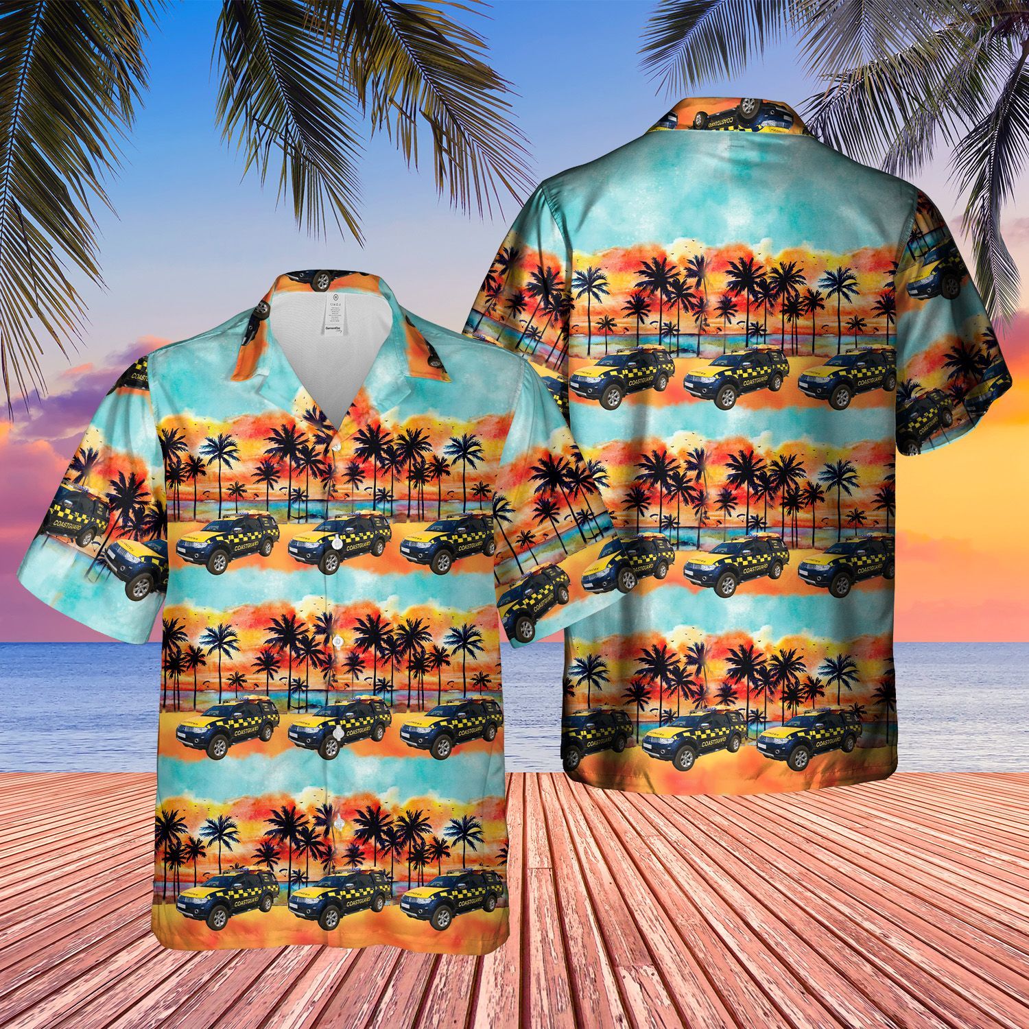 Coastguard Search And Rescue Vehicles Blue Unique Design Unisex Hawaiian Shirt
