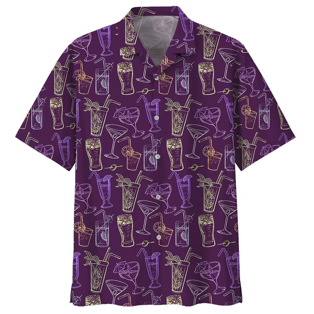 Cocktail Purple High Quality Unisex Hawaiian Shirt