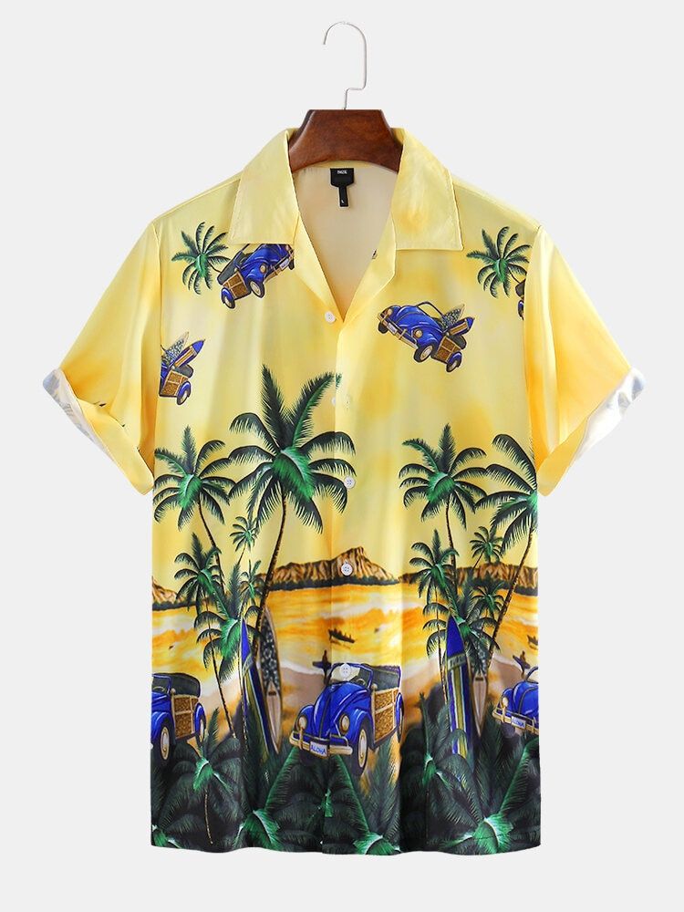 Coconut Tree  Yellow Amazing Design Unisex Hawaiian Shirt