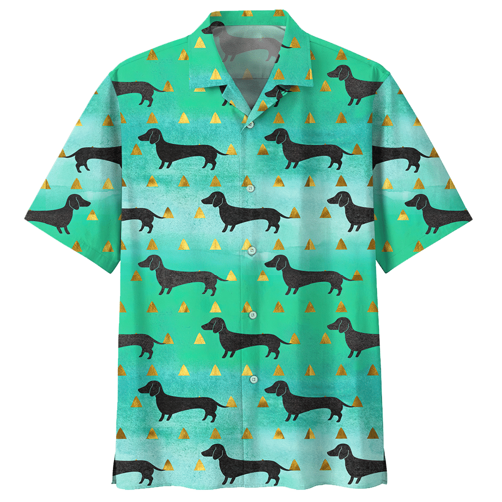 Dachshund Blue Unique Design Unisex Hawaiian Shirt