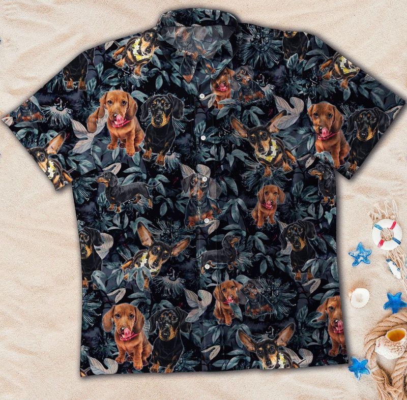 Dachshund Dog Black Amazing Design Unisex Hawaiian Shirt