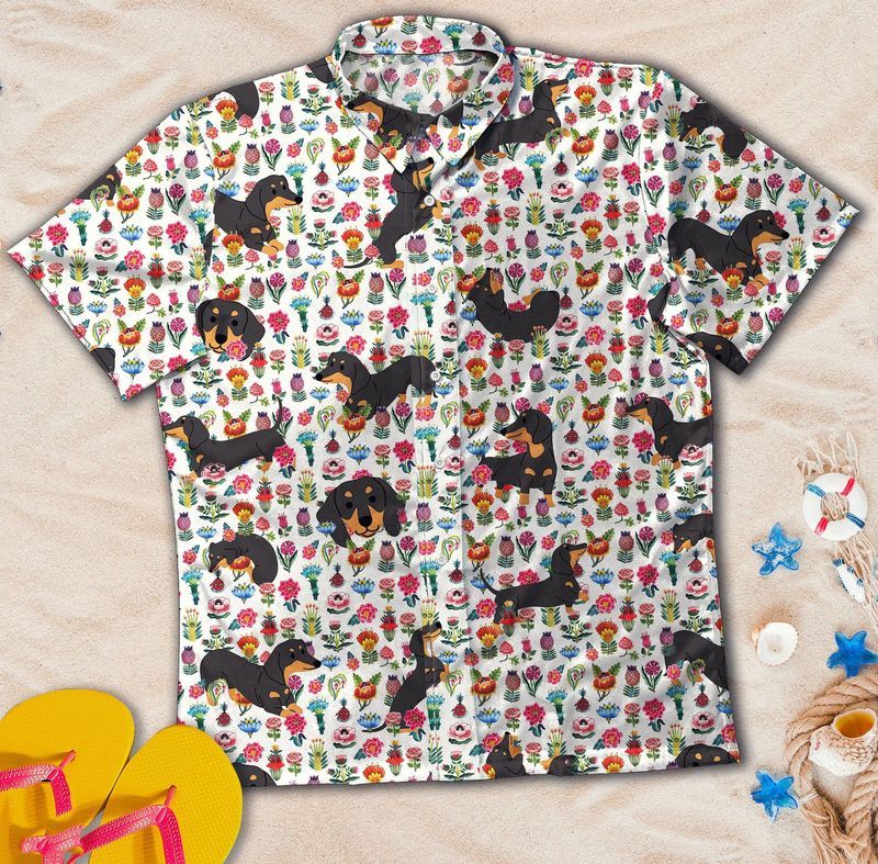 Dachshund Dog Colorful High Quality Unisex Hawaiian Shirt