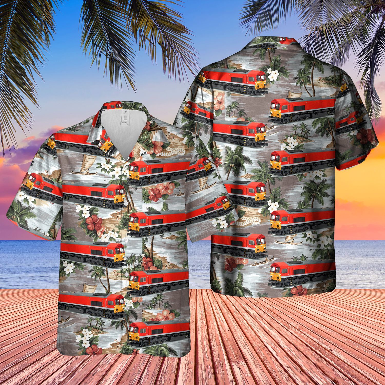 Diesel Locomotive Train Schenker White Awesome Design Unisex Hawaiian Shirt