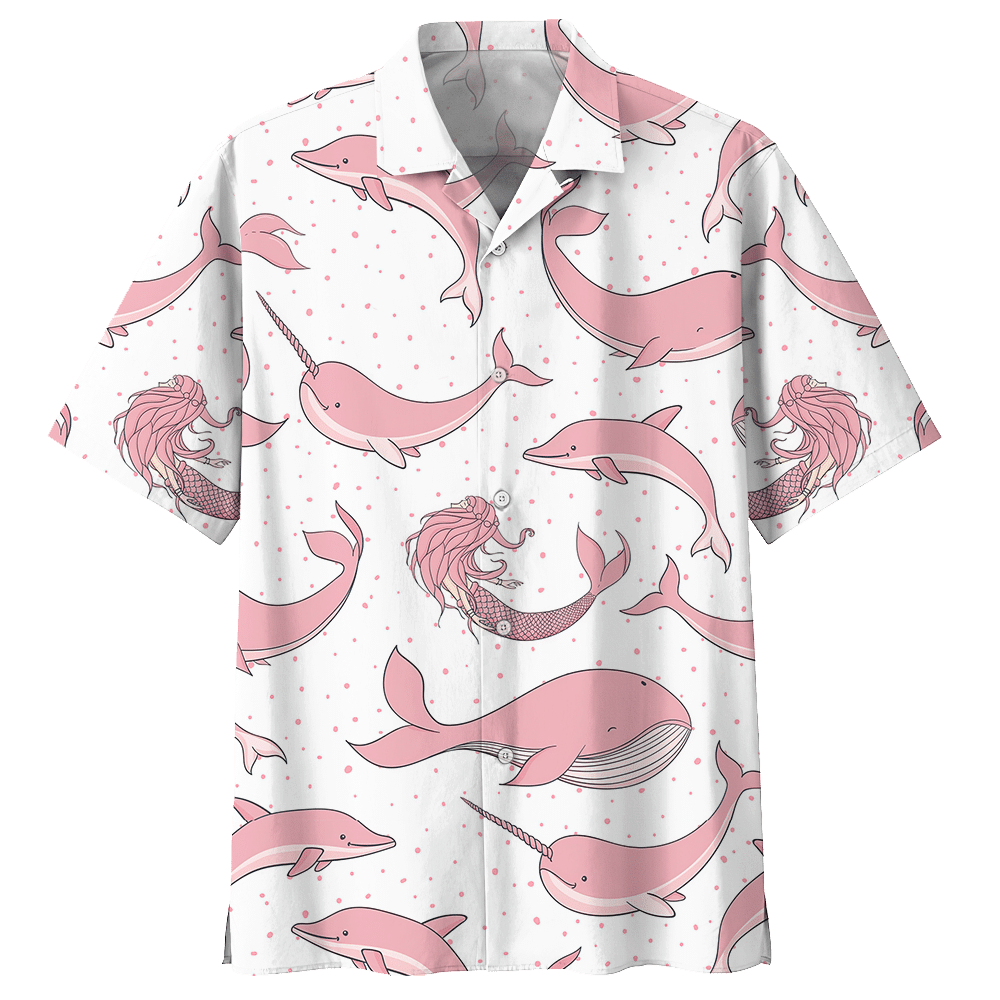 Dolphin White Unique Design Unisex Hawaiian Shirt