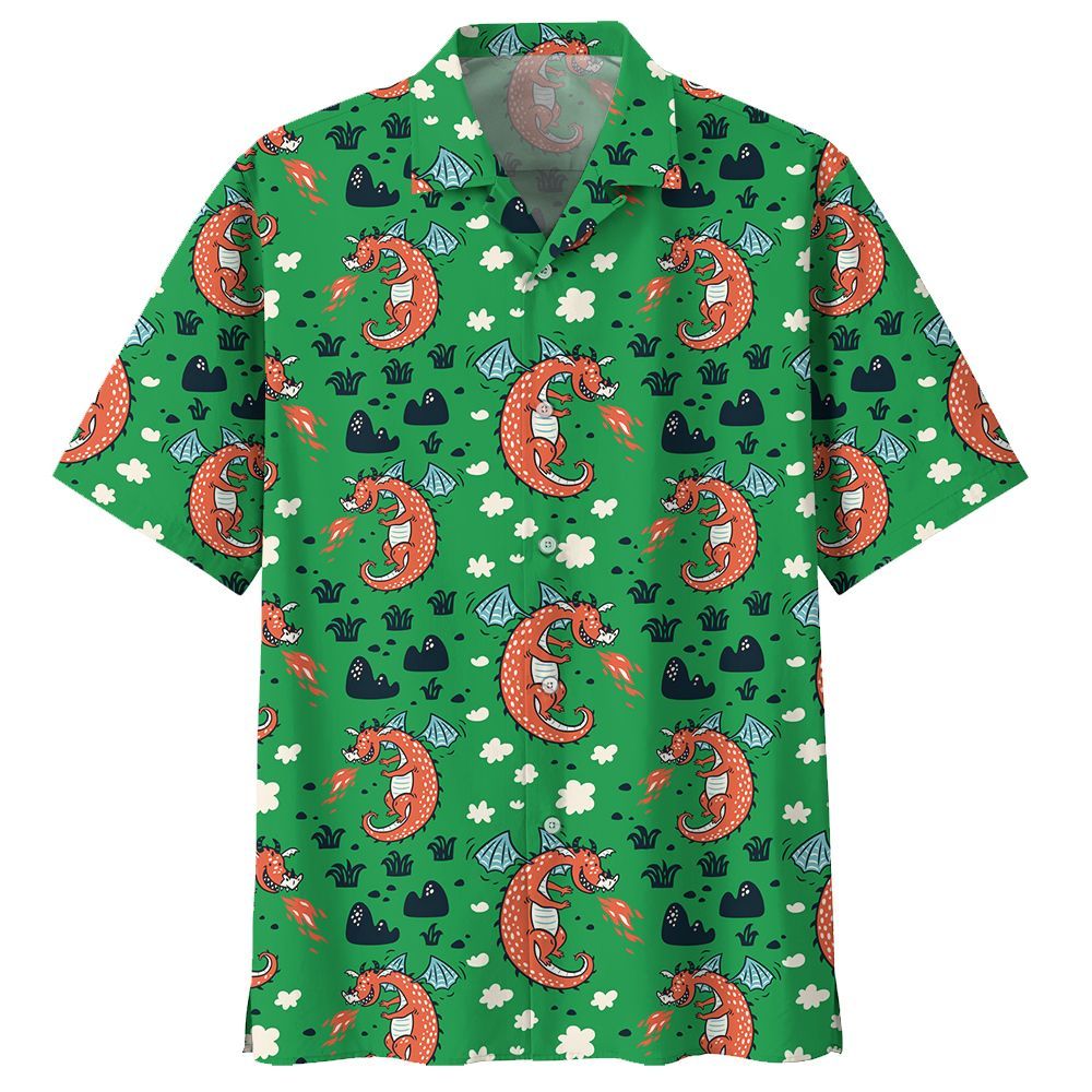 Dragon Green Awesome Design Unisex Hawaiian Shirt
